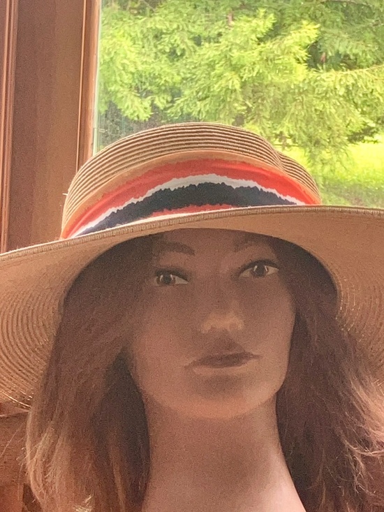 Nordstrom Straw Wide Brim Adjustable Hat With Red Black and Blue Band main image 5